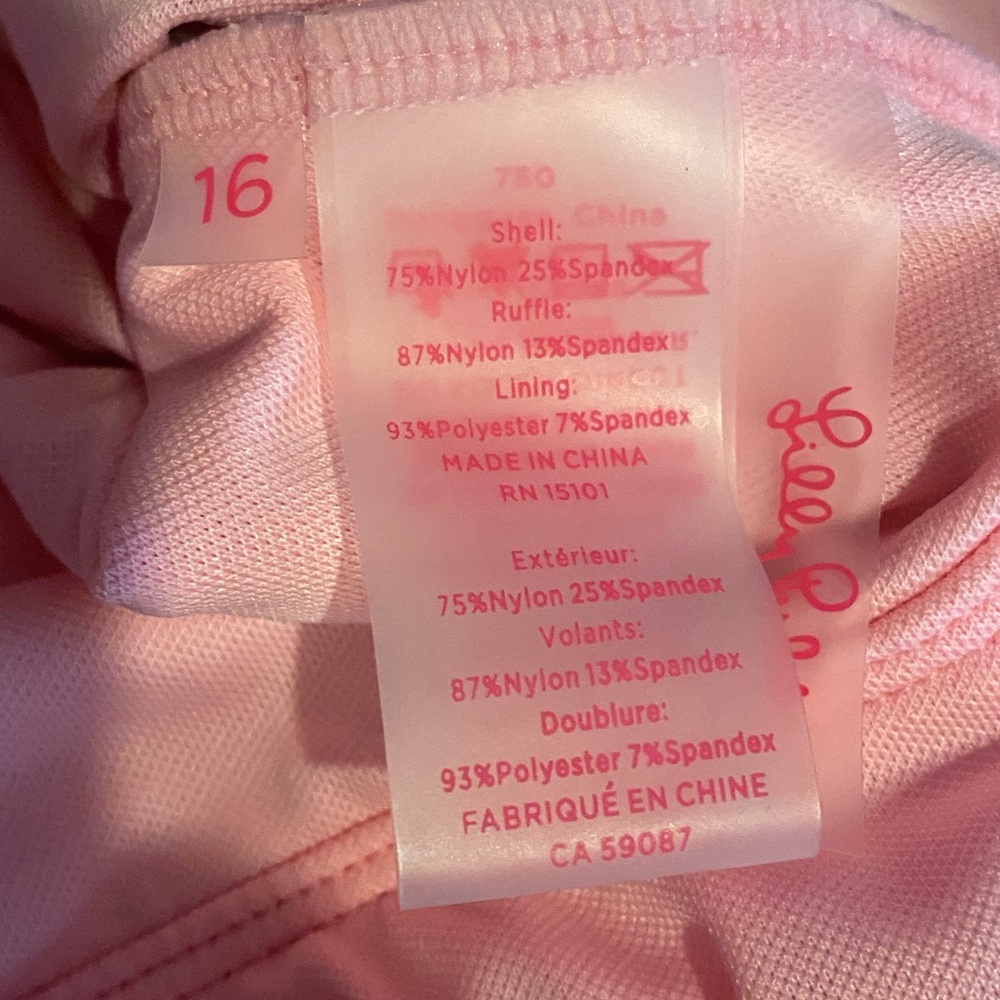 Lilly Pulitzer Green Palm Leaf One-Piece Swimsuit with Pink Accents - Picture 12 of 12